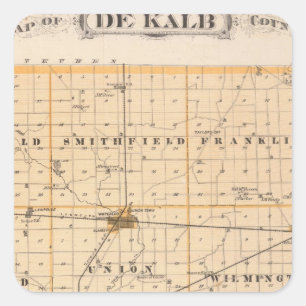 Pegatina Cuadrada Mapa del condado de De Kalb