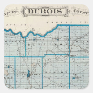 Pegatina Cuadrada Mapa del condado de Dubois
