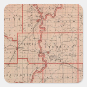 Pegatina Cuadrada Mapa del condado de Greene