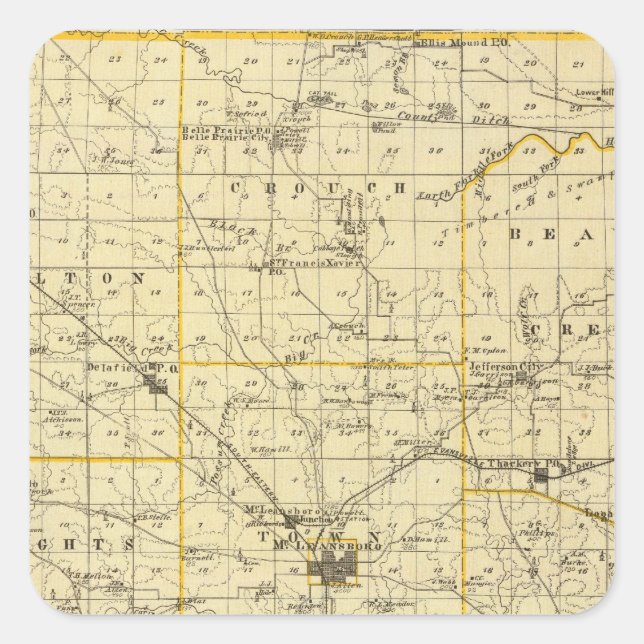 Pegatina Cuadrada Mapa del condado de Hamilton (Anverso)