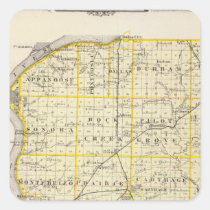 Pegatina Cuadrada Mapa del condado de Hancock