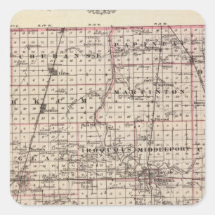 Pegatina Cuadrada Mapa del condado de Iroquois