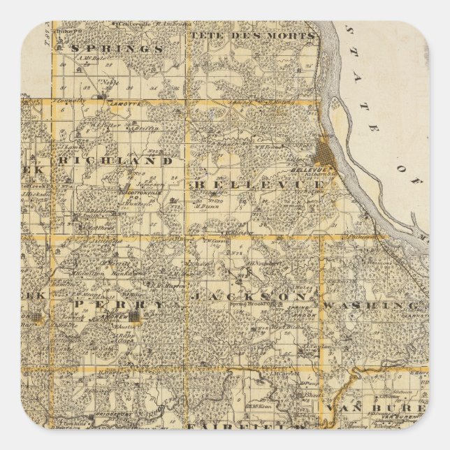Pegatina Cuadrada Mapa del condado de Jackson 2 (Anverso)