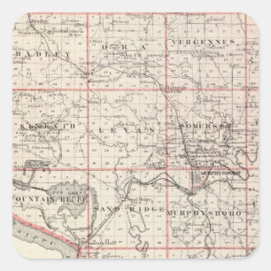 Pegatina Cuadrada Mapa del condado de Jackson, Grand Tower