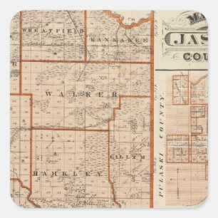 Pegatina Cuadrada Mapa del condado de Jasper