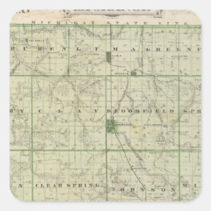 Pegatina Cuadrada Mapa del condado de Lagrange con La Grange, Lima
