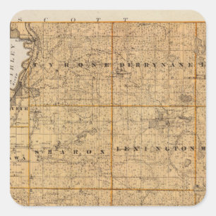 Pegatina Cuadrada Mapa del condado de Le Sueur, Minnesota