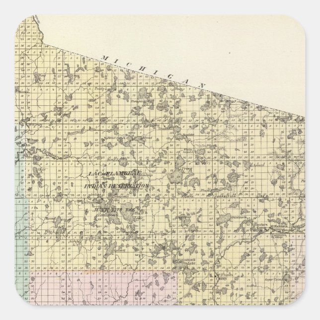 Pegatina Cuadrada Mapa del condado de Lincoln (Anverso)