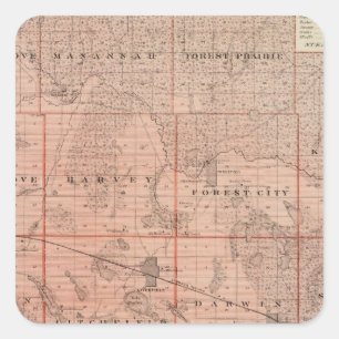 Pegatina Cuadrada Mapa del condado de Meeker, Minnesota