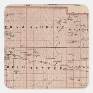 Pegatina Cuadrada Mapa del condado de Mower, Minnesota