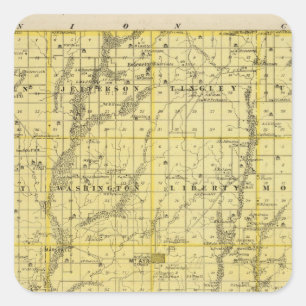 Pegatina Cuadrada Mapa del condado de Ringgold, estado de Iowa
