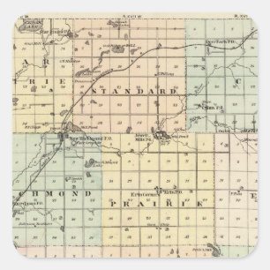 Pegatina Cuadrada Mapa del condado de Santa Cruz
