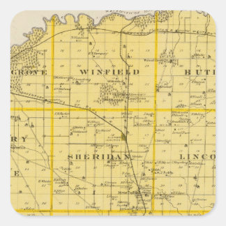 Pegatina Cuadrada Mapa del condado de Scott, estado de Iowa