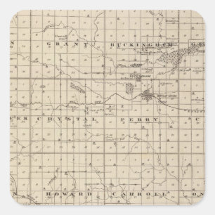 Pegatina Cuadrada Mapa del condado de Tama, estado de Iowa