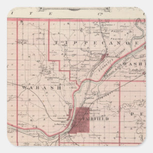 Pegatina Cuadrada Mapa del condado de Tippecanoe