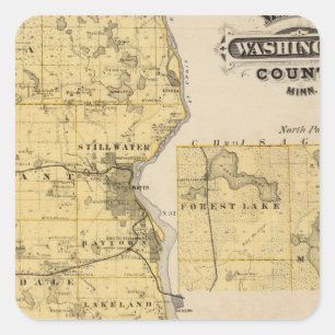 Pegatina Cuadrada Mapa del condado de Washington, Minnesota