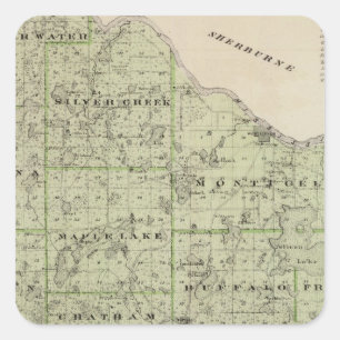 Pegatina Cuadrada Mapa del condado de Wright, Minnesota