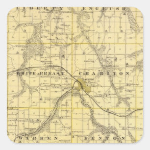 Pegatina Cuadrada Mapa del condado Lucas, estado de Iowa