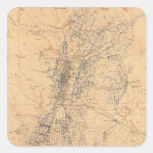 Pegatina Cuadrada Mapa del distrito de Washoe que muestra demandas