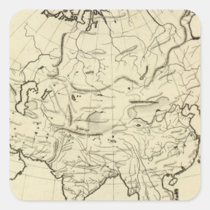 Pegatina Cuadrada Mapa del esquema de Asia