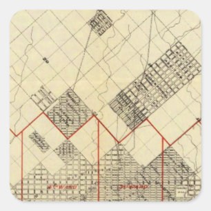 Pegatina Cuadrada Mapa del esquema de Duluth y de suburbios