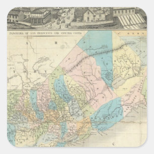 Pegatina Cuadrada Mapa Del Estado De California