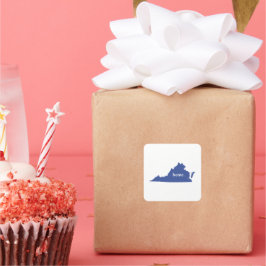 Pegatina Cuadrada Mapa del estado de la silueta doméstica de Virgini