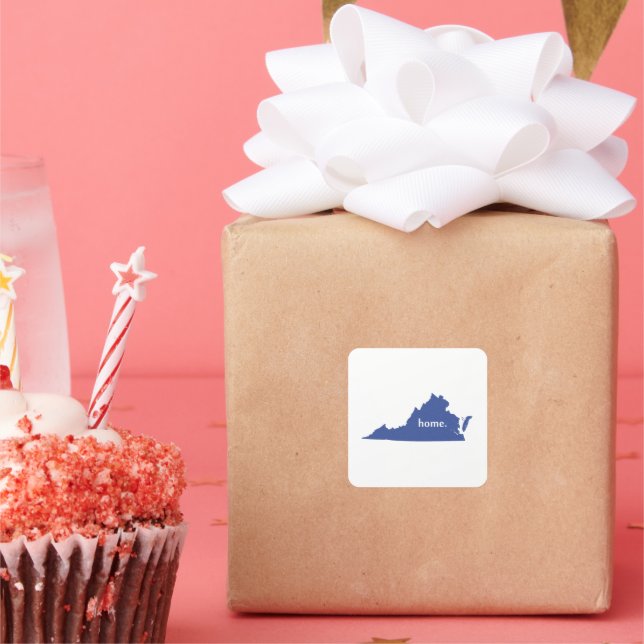 Pegatina Cuadrada Mapa del estado de la silueta doméstica de Virgini (Fiesta)