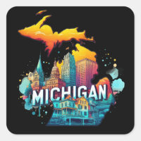 Mapa del estado de Michigan retro vintage