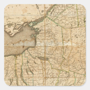 Pegatina Cuadrada Mapa del estado de Nueva York