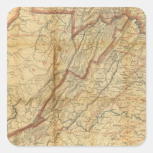 Pegatina Cuadrada Mapa del estado de Virginia