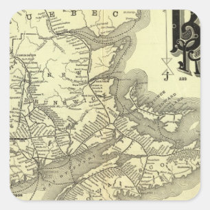 Pegatina Cuadrada Mapa del ferrocarril Boston y Maine 2