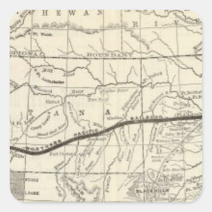 Pegatina Cuadrada Mapa del ferrocarril del Pacífico septentrional