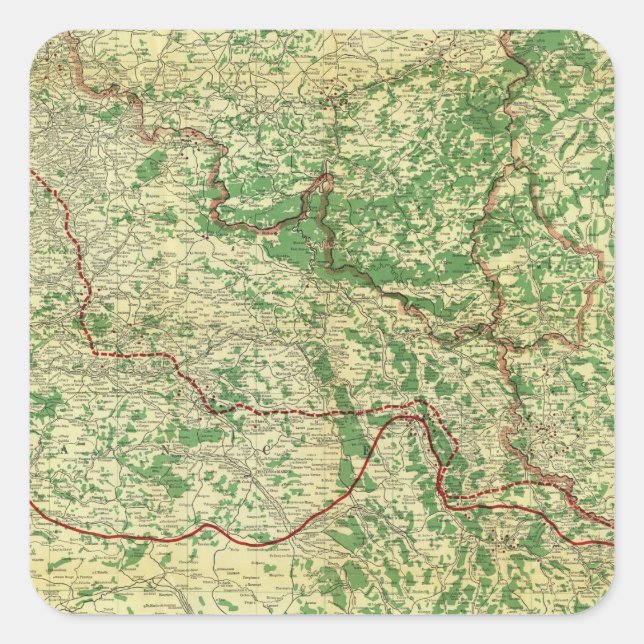 Pegatina Cuadrada Mapa del frente occidental (Anverso)