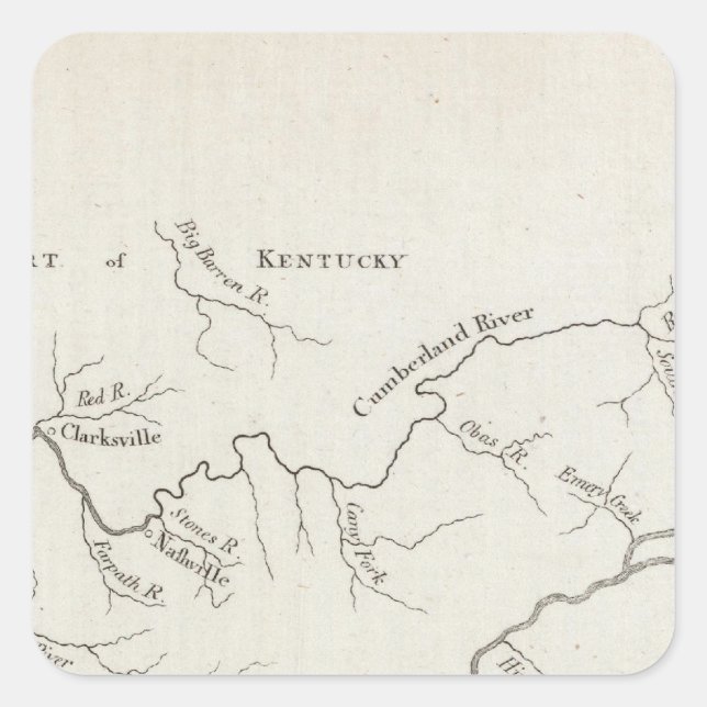 Pegatina Cuadrada Mapa del gobierno de Tennessee (Anverso)