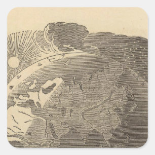 Pegatina Cuadrada Mapa del hemisferio del este por Goodrich
