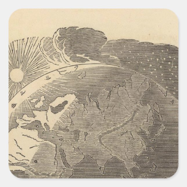 Pegatina Cuadrada Mapa del hemisferio este de Goodrich (Anverso)