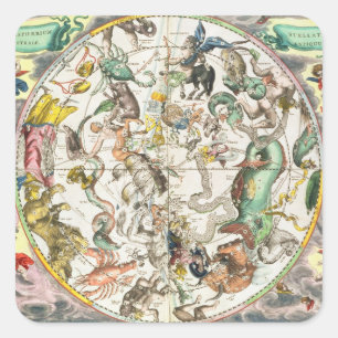 Pegatina Cuadrada Mapa del hemisferio meridional, 'del Celestia