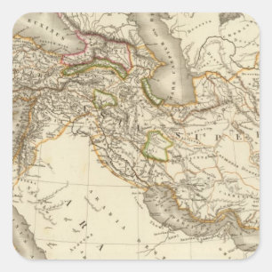 Pegatina Cuadrada Mapa del hemisferio oriental mundial