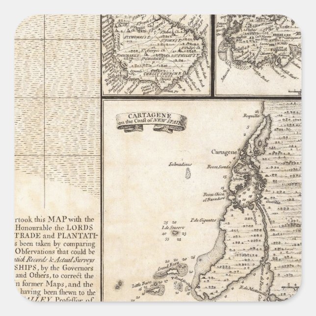 Pegatina Cuadrada Mapa del Imperio Británico en Estados Unidos Hoja  (Anverso)