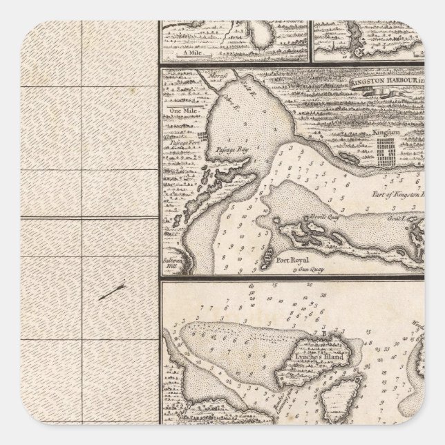 Pegatina Cuadrada Mapa del Imperio Británico en Estados Unidos Hoja  (Anverso)