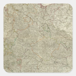 Pegatina Cuadrada Mapa del Imperio de Alemania
