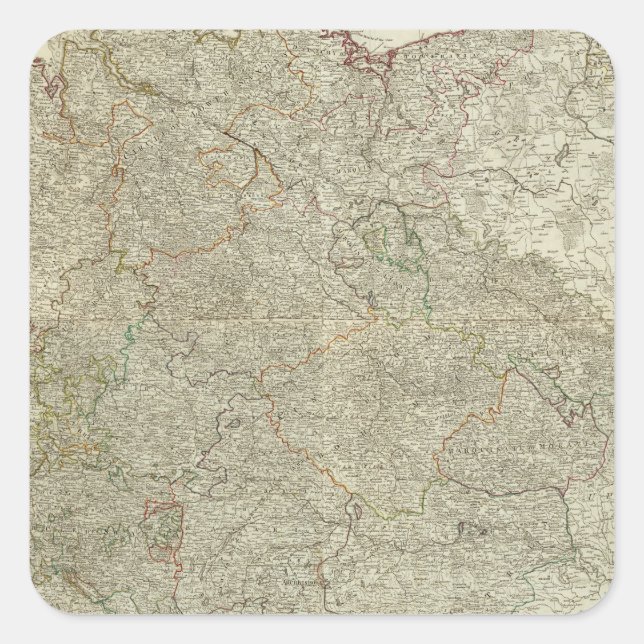 Pegatina Cuadrada Mapa del Imperio de Alemania (Anverso)