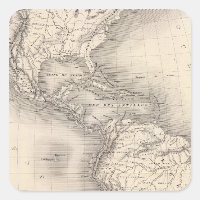 Pegatina Cuadrada Mapa del Imperio Español en América (Anverso)