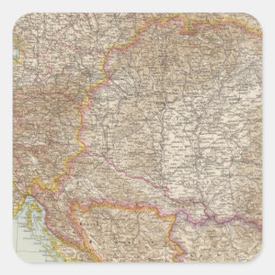 Pegatina Cuadrada Mapa del Imperio Húngaro de Austria