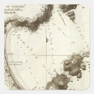 Pegatina Cuadrada Mapa del libro de Columbia Británica