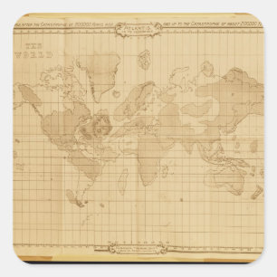 Pegatina Cuadrada Mapa del mundo