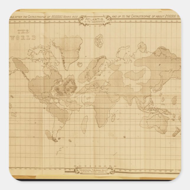 Pegatina Cuadrada Mapa del mundo (Anverso)