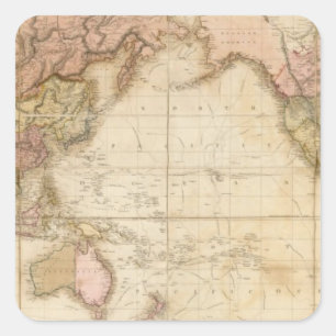 Pegatina Cuadrada Mapa del mundo
