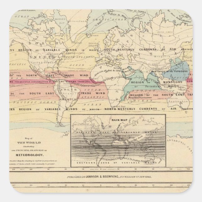 Pegatina Cuadrada Mapa del mundo 2 (Anverso)